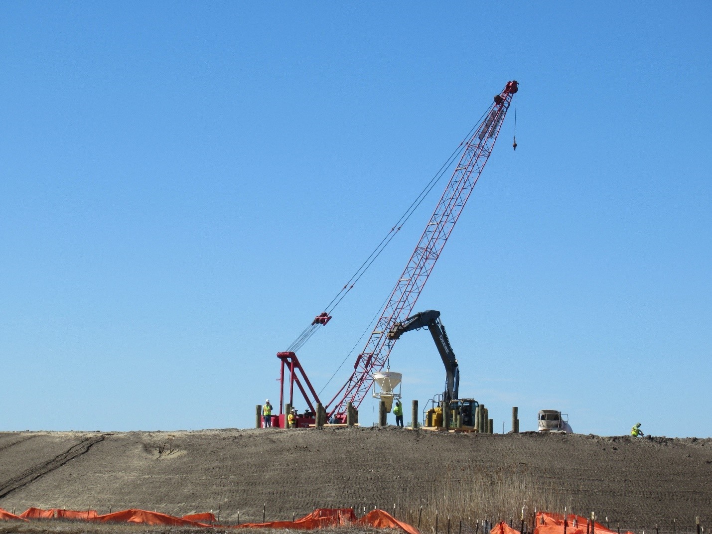 Concrete pour for foundation support at forthcoming heron canopy viewing platform – March 2025