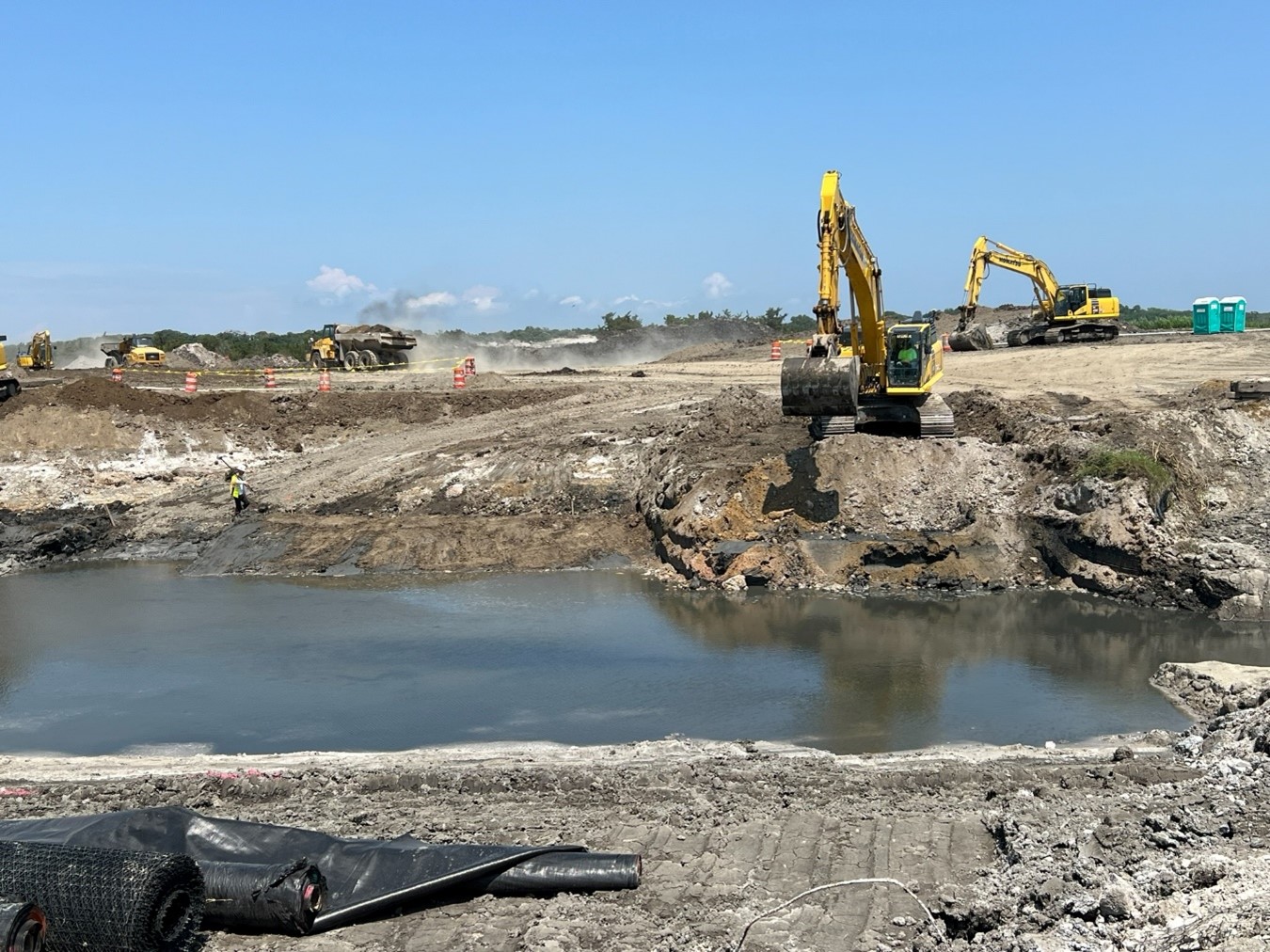 Excavation of Pond Creek through the northern landfill – July 2024