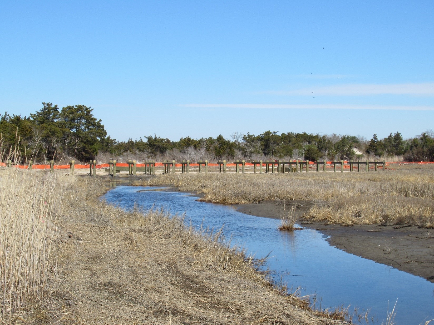 Completed foundation support for forthcoming boardwalk located in the western portion of the project – March 2025
